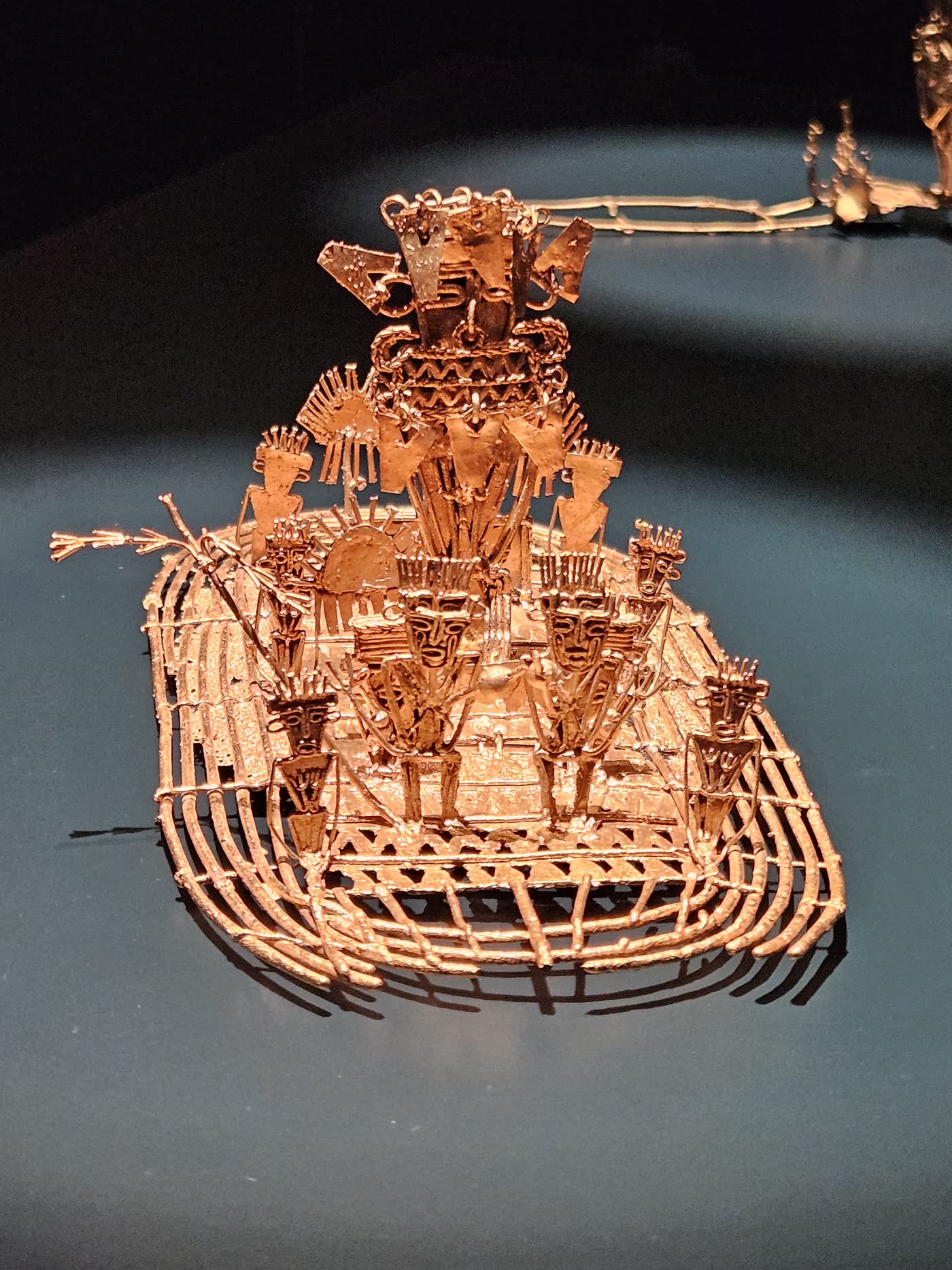 Muisca gold raft in a museum